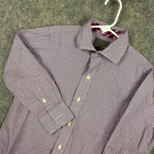 Thomas Dean Boy’s Long Sleeve Button Shirt Red Navy Blue Plaid Size 5 EUC 484